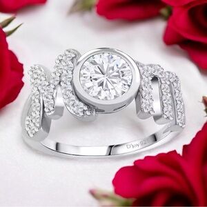 1.40ctw Moissanite MOM Ring Rhodium Over Sterling Silver